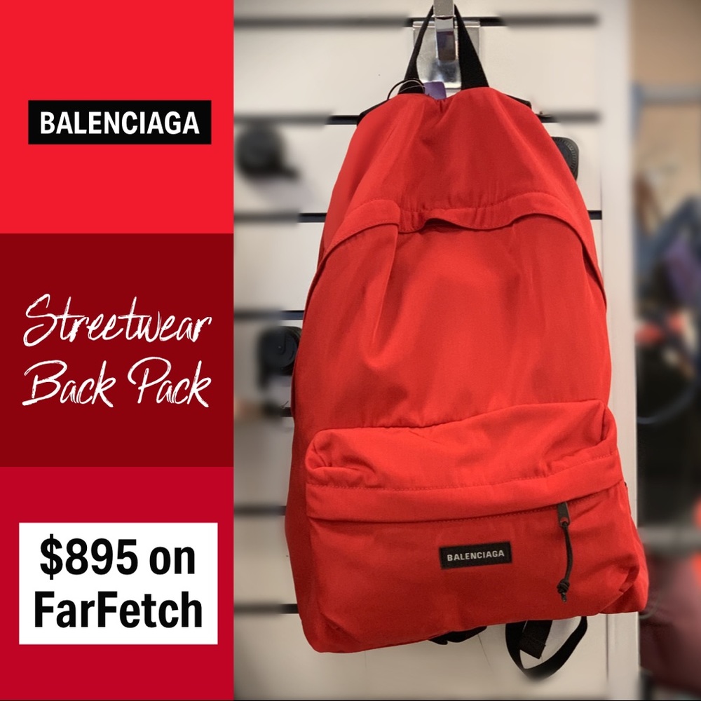 BALENCIAGA Red Dual Compartment Backpack